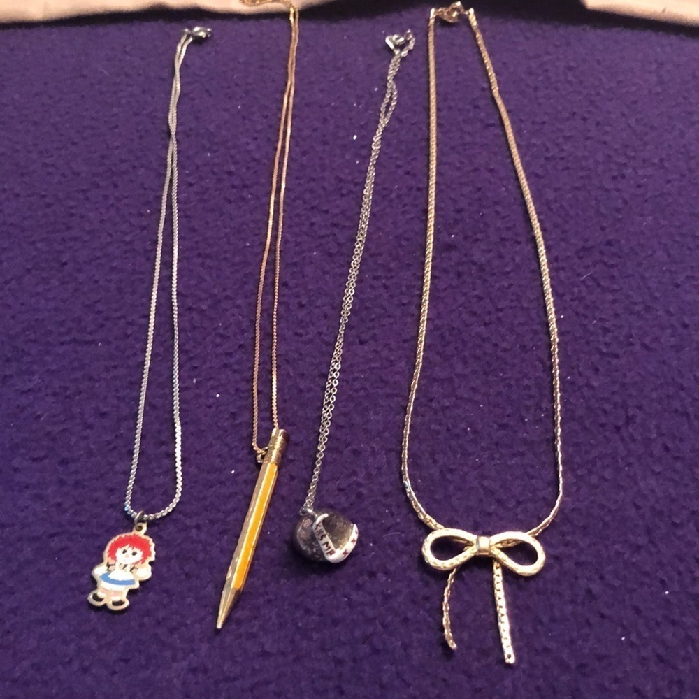 Vintage 80s novelty necklace bundle different styles and lengths lot of 4